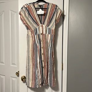 New-vertical striped fall dress